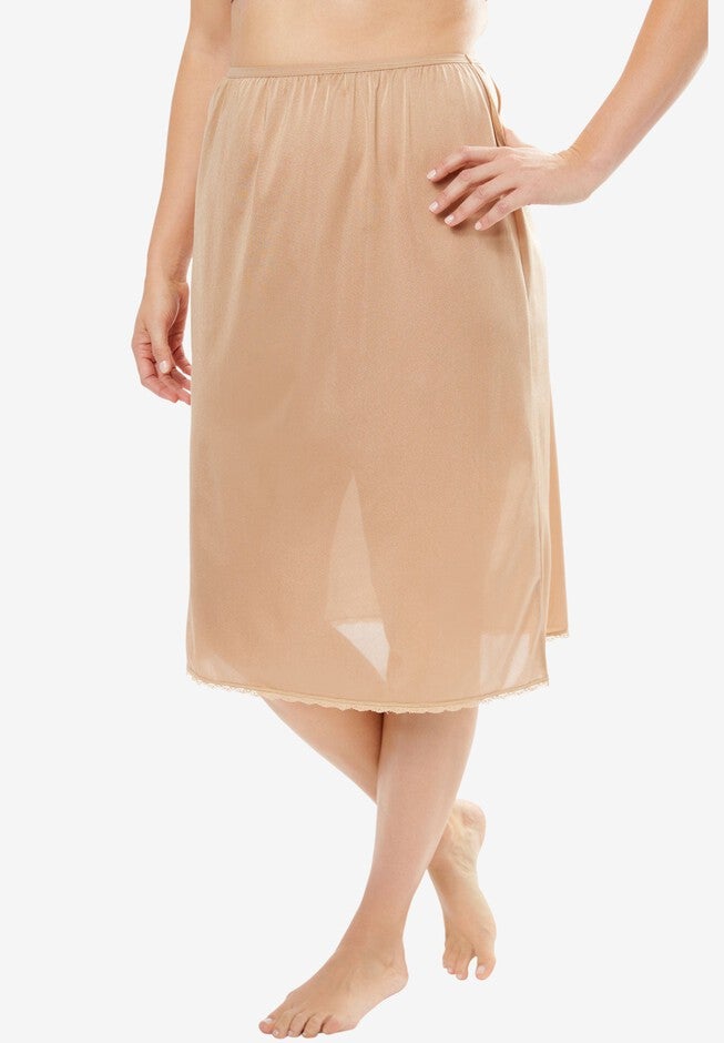 Half Slip 25" 2Pack Nylon Elastic Waist, Nude Woman Within