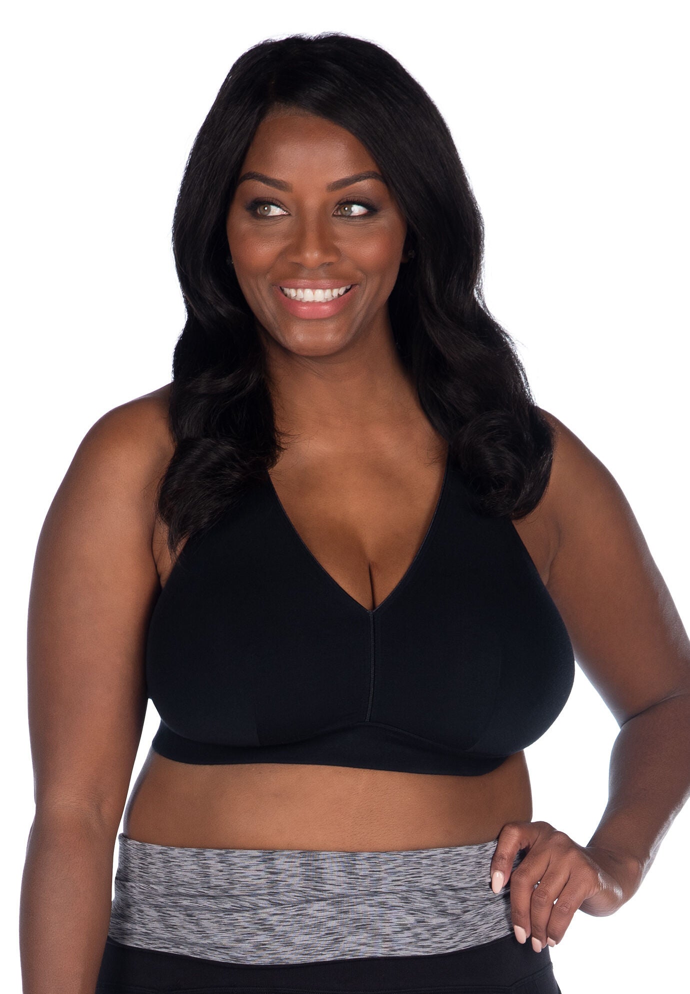 The Greta - Crossback Wirefree Bralette Bra, BLACK, hi-res image number 0