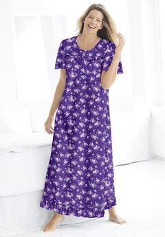 Long Floral Print Cotton Gown