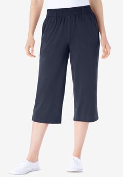 Elastic-Waist Knit Capri Pant