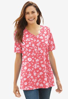 Perfect Printed Short-Sleeve V-Neck Tee