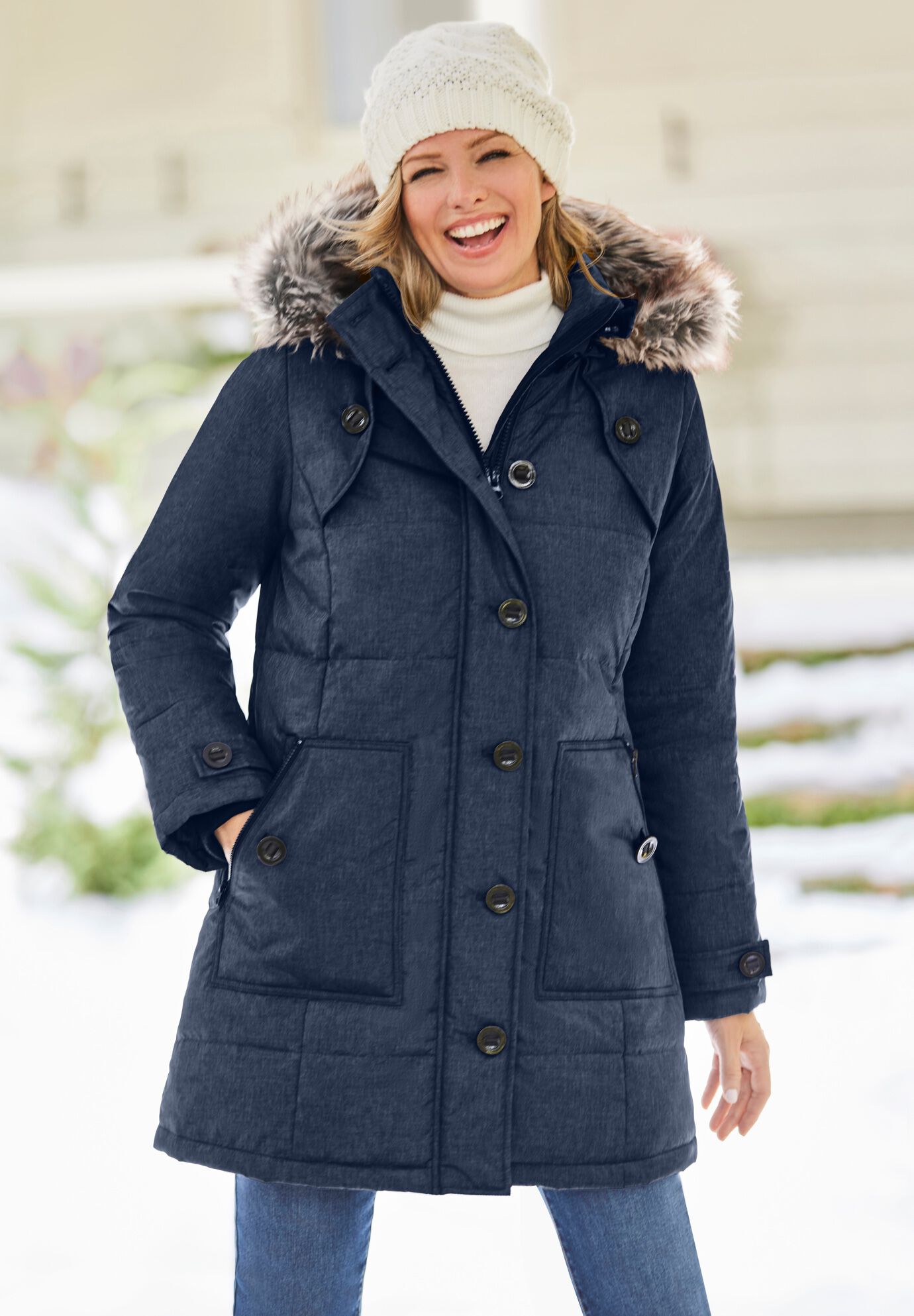 Heathered Down Puffer Coat, , alternate image number 2