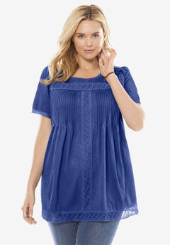 Lace-Trim Pintucked Tunic