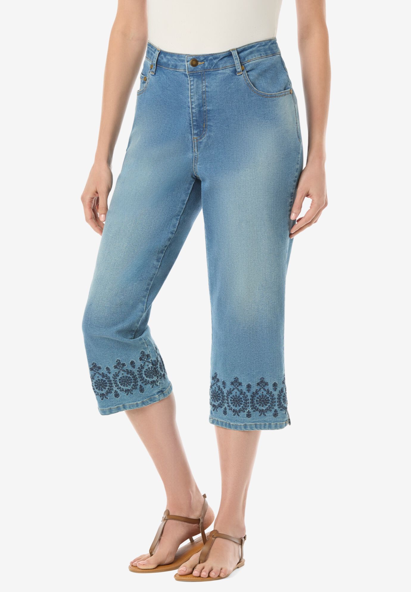 Stretch capri jeans plus size