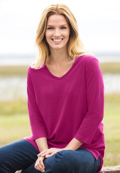 Perfect Three-Quarter Sleeve V-Neck Tunic