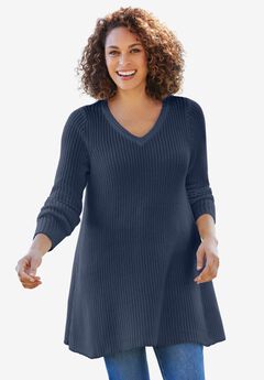 V-Neck Shaker Trapeze Sweater