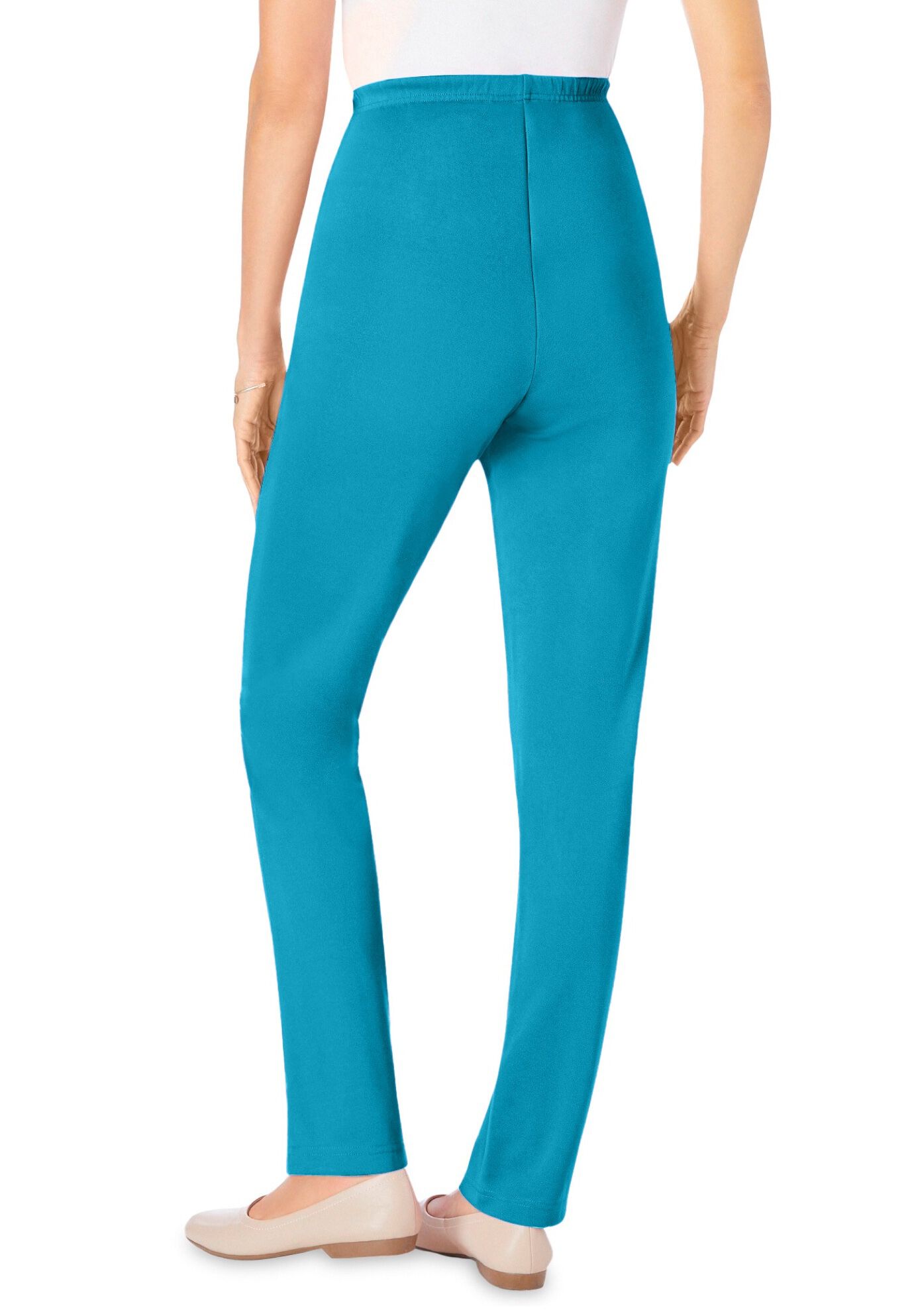 Knit Hassle-Free Pull-On Elastic-Waist Pants, TURQ BLUE, on-hover image number 1