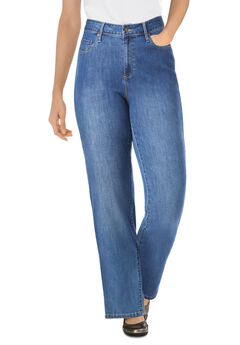 Womens Plus-Size Perfect Relaxed All-Cotton Denim Five-Pocket Jeans