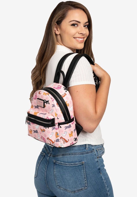 Loungefly x Disney Cats Mini Backpack Handbag All-Over Print Cheshire Marie, , alternate image number null