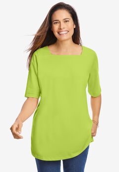 Perfect Elbow-Sleeve Square-Neck Tee