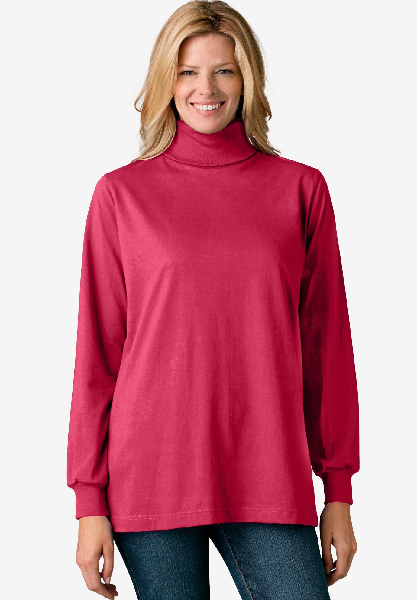 Perfect Long-Sleeve Turtleneck Tee, CLASSIC RED, hi-res image number 0
