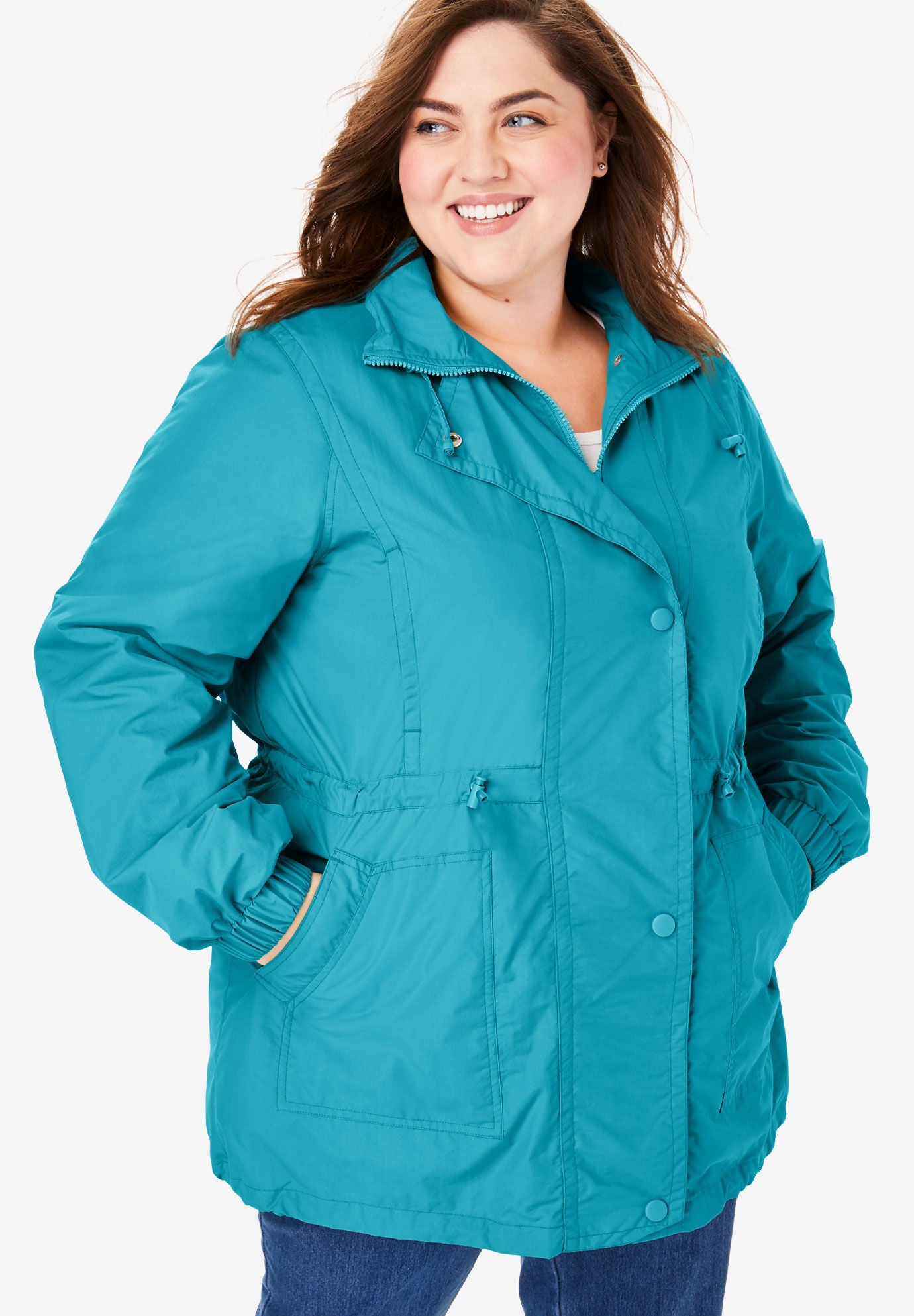 woman within fleece jacket