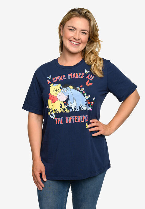 Winnie The Pooh & Eeyore T-Shirt Smile Flowers Navy, , on-hover image number null