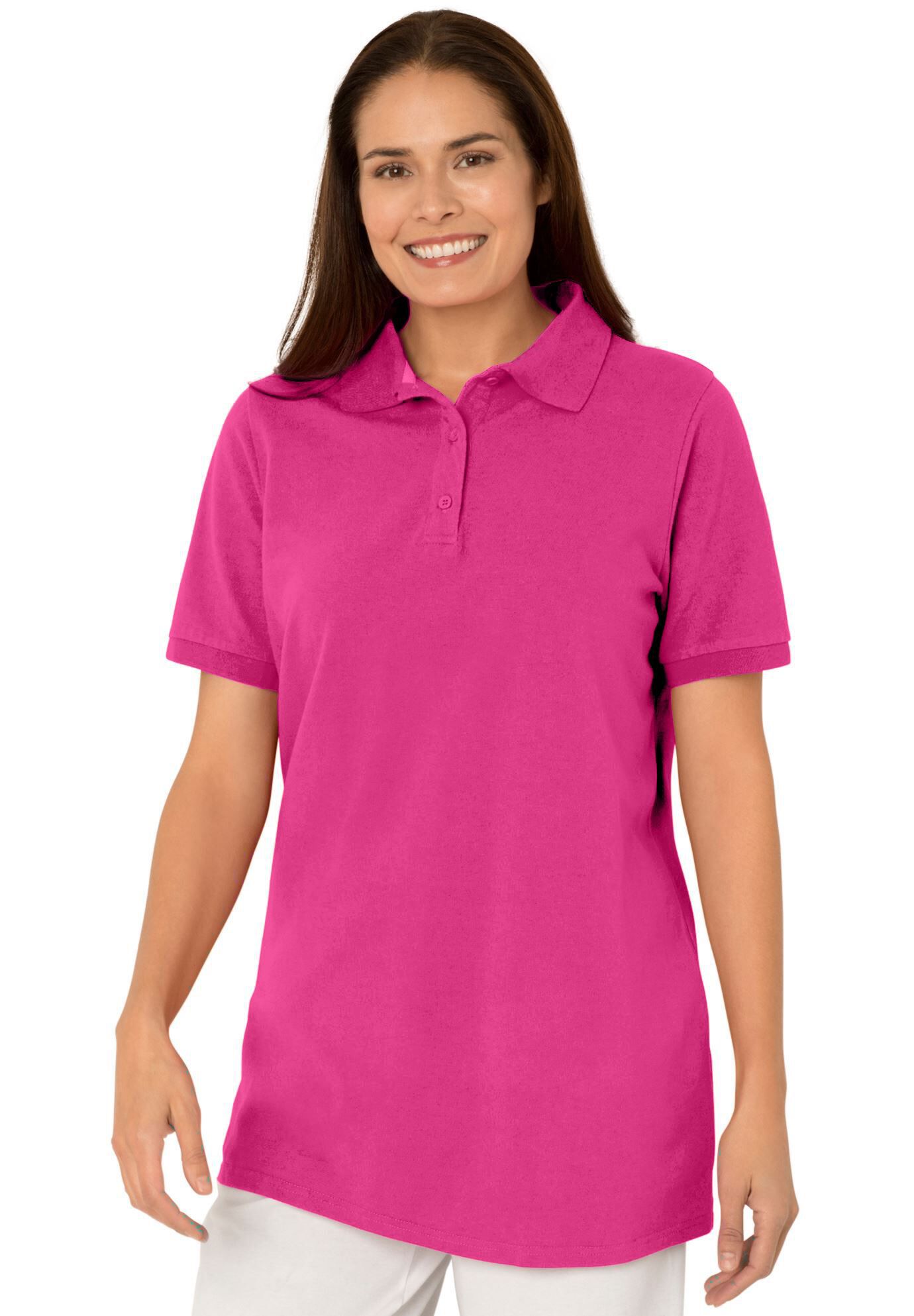 plus size pink polo shirt