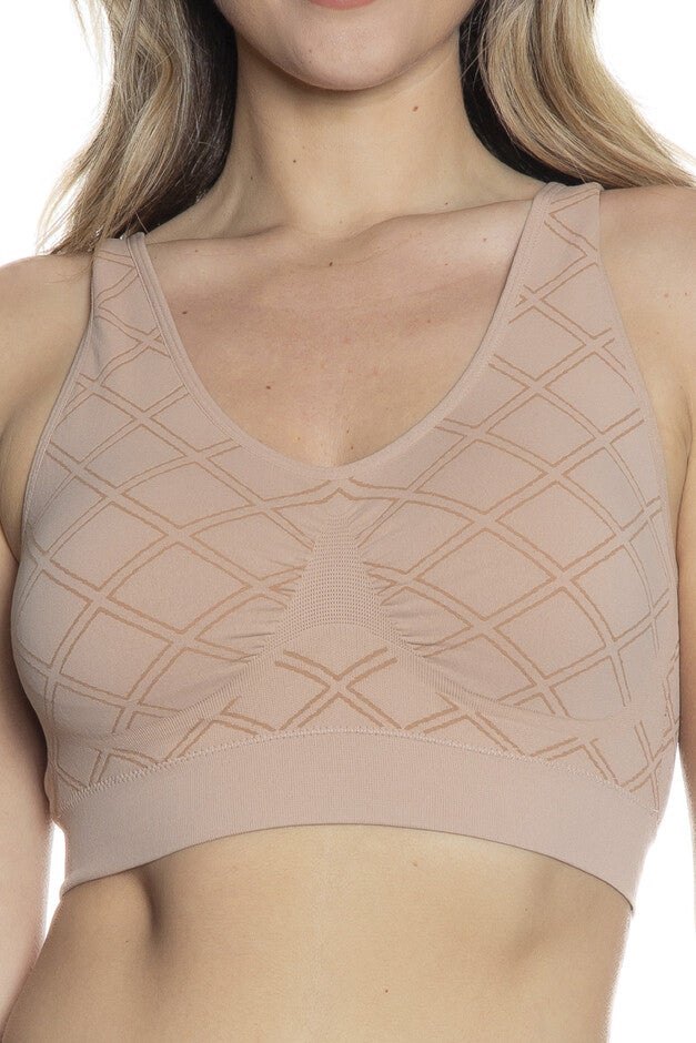 Seamless Bra With Jacquard Diamond Motif Bra, SMOKEY ROSE, hi-res image number 0