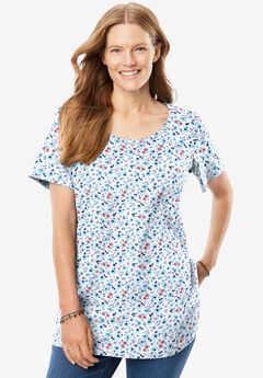 Perfect Printed Short-Sleeve Scoopneck Tee