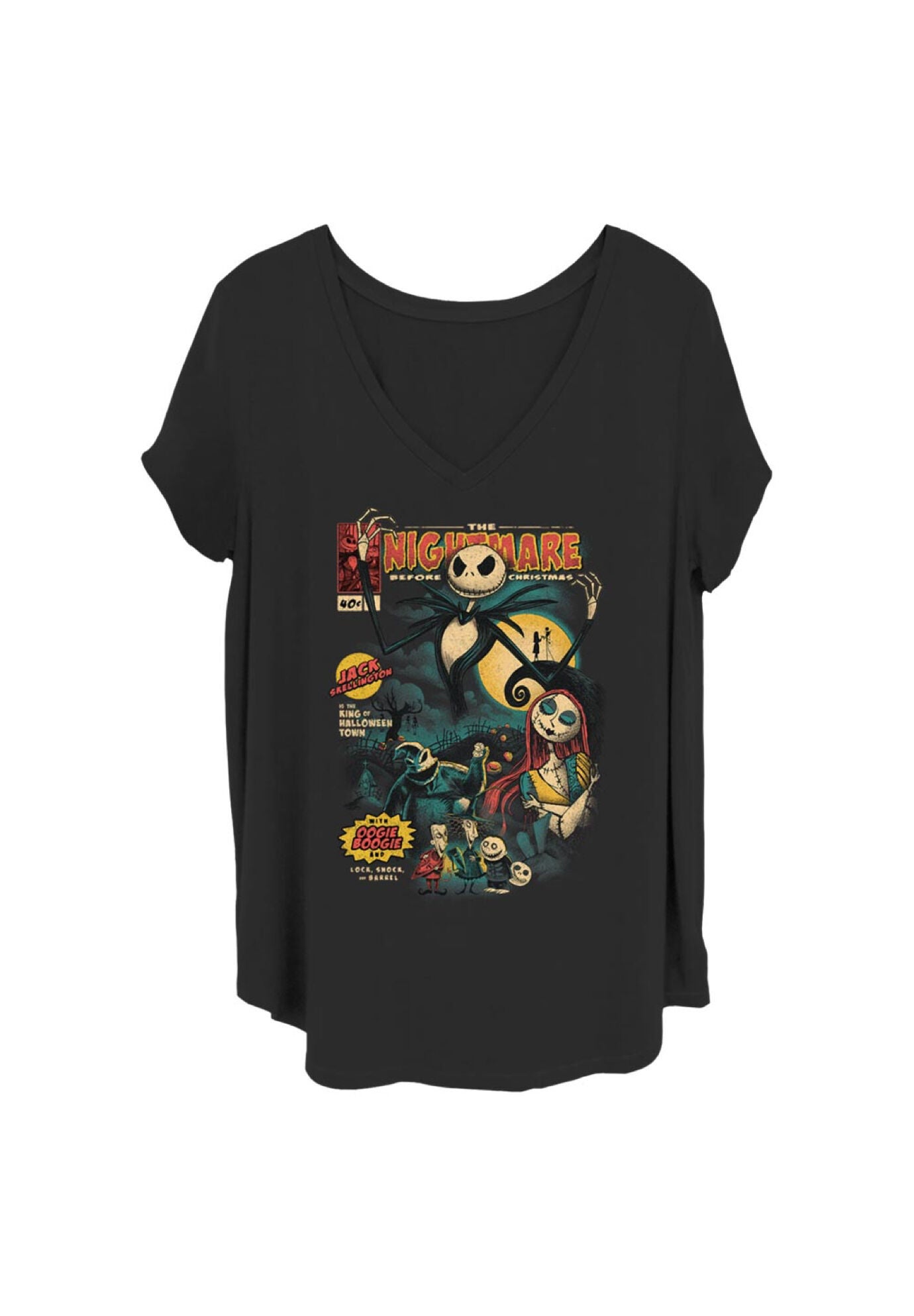 Comic Cover V-Neck T-Shirt, BLACK, hi-res image number 0