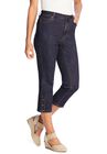 Perfect Denim Capri With Button Trim, , alternate image number null