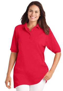 Elbow-Sleeve Polo Tunic