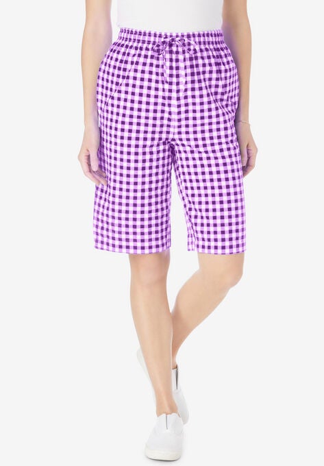Seersucker Short, PURPLE ORCHID GINGHAM, hi-res image number null