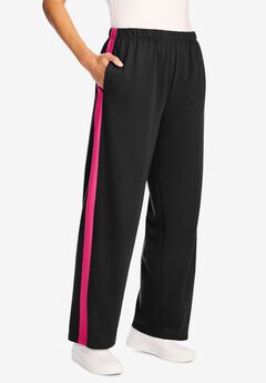 Side Stripe Cotton French Terry Straight-Leg Pant