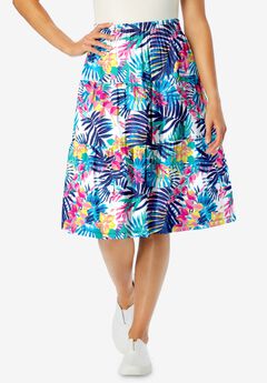 Elastic-Waist Knit Tiered Skirt