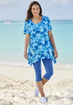 Capri Pull-On Stretch Knit Cotton Spandex Leggings