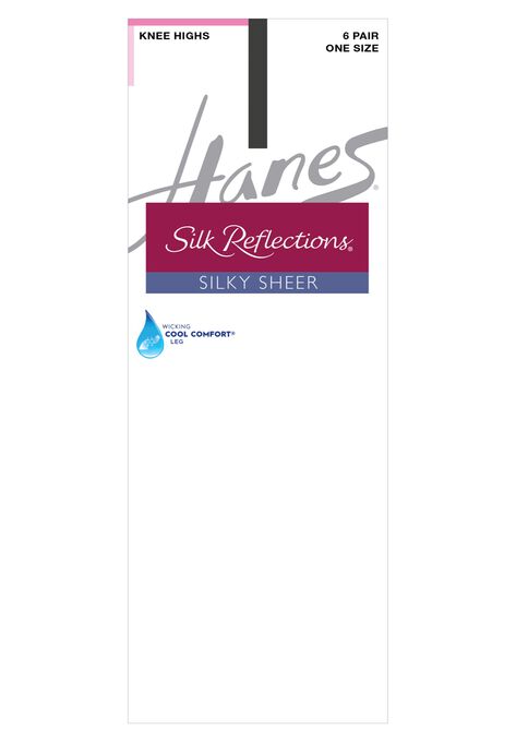 Silk Reflections Knee Highs Sheer Toe 6-Pack, BLACK, hi-res image number null