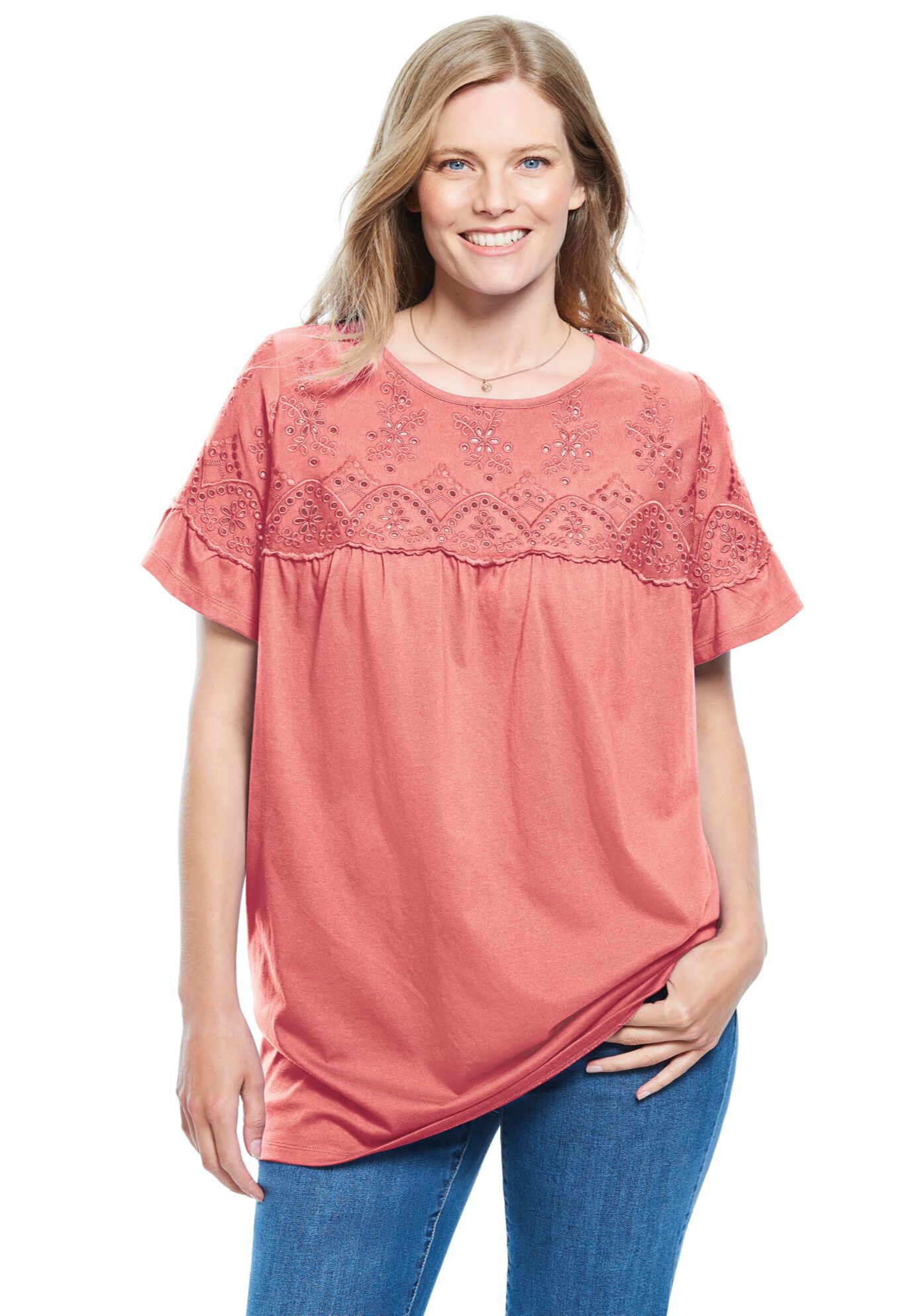 Flutter Sleeve Eyelet Tunic, , alternate image number 4