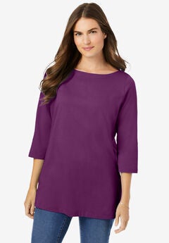 Perfect Three-Quarter Sleeve Boatneck Tee