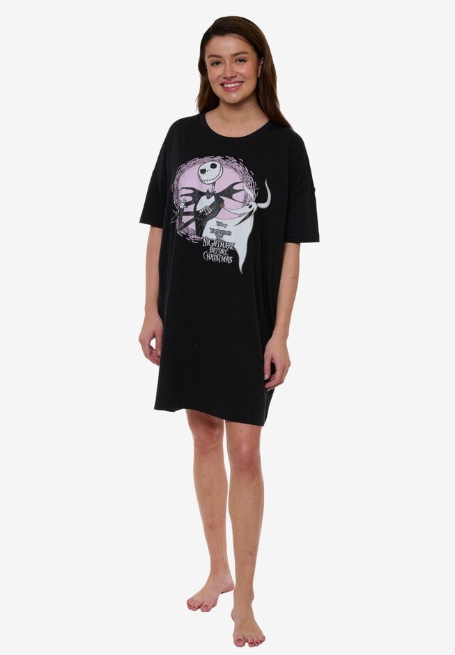 Disney Nightmare Before Christmas Jack Skellington Sleep Shirt Nightgown Pajamas Sleepwear, BLACK, hi-res image number null