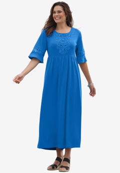 Crochet Trim Empire Knit Dress