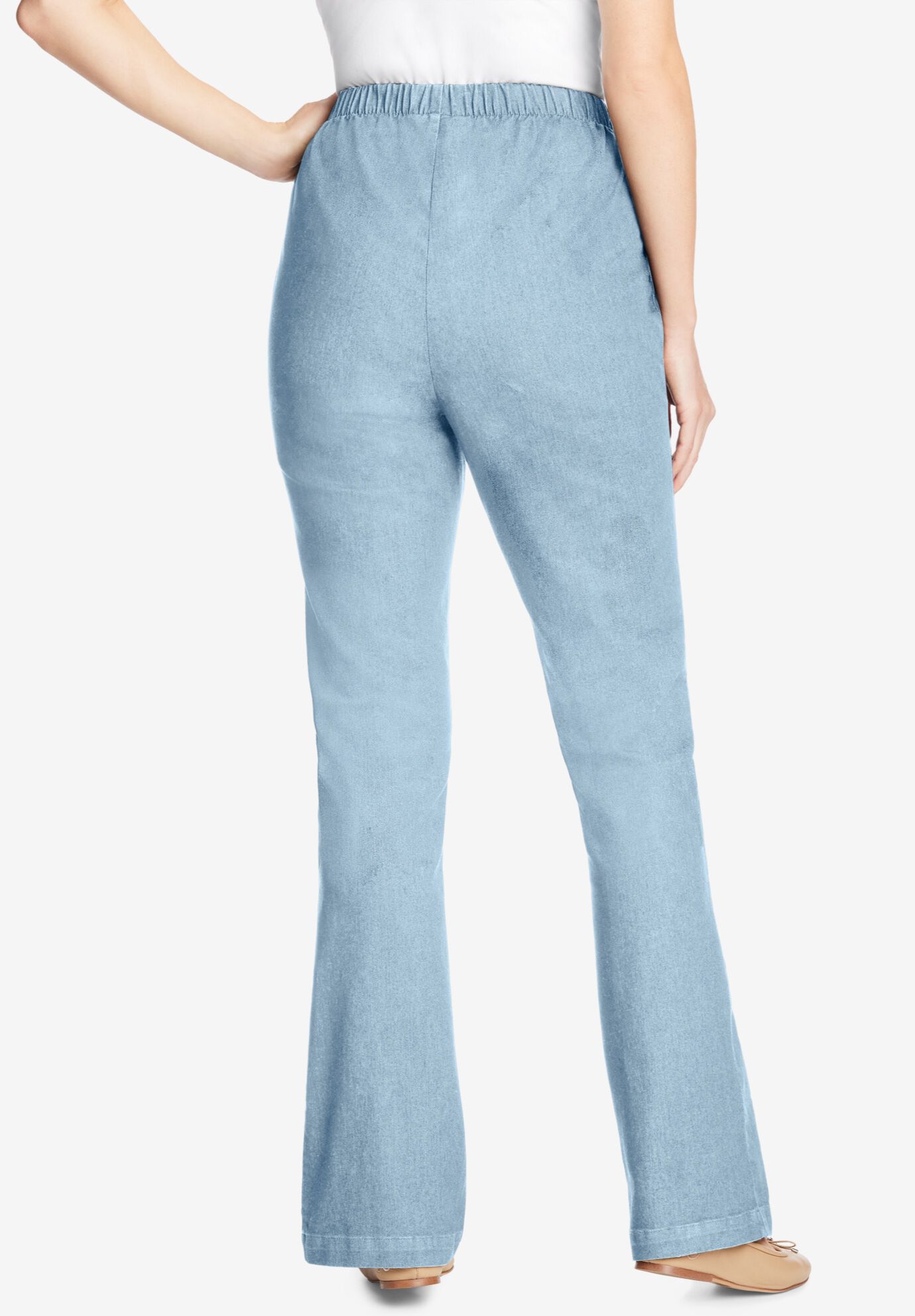 Fineline Stretch Denim Pull-On Bootcut Jeans, LIGHT STONEWASH, on-hover image number 1