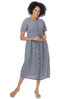 Short-Sleeve Seersucker Dress