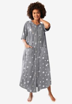 Long French Terry Zip-Front Robe