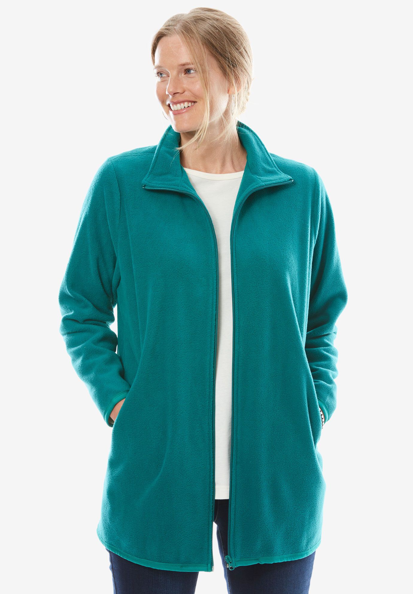 woman within fleece jacket