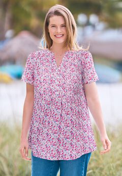 Pintucked Half-Button Tunic
