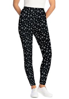 Stretch-Cotton Knit Pull-On Printed Leggings