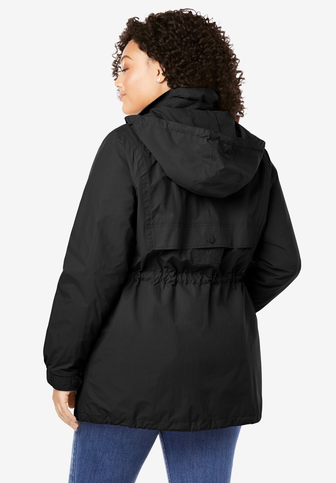 Black hooded hot sale anorak jacket