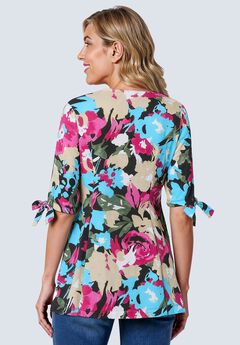 Three-Quarter Tie-Sleeve Tunic