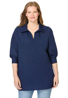 Three-Quarter Sleeve Popover Blouse