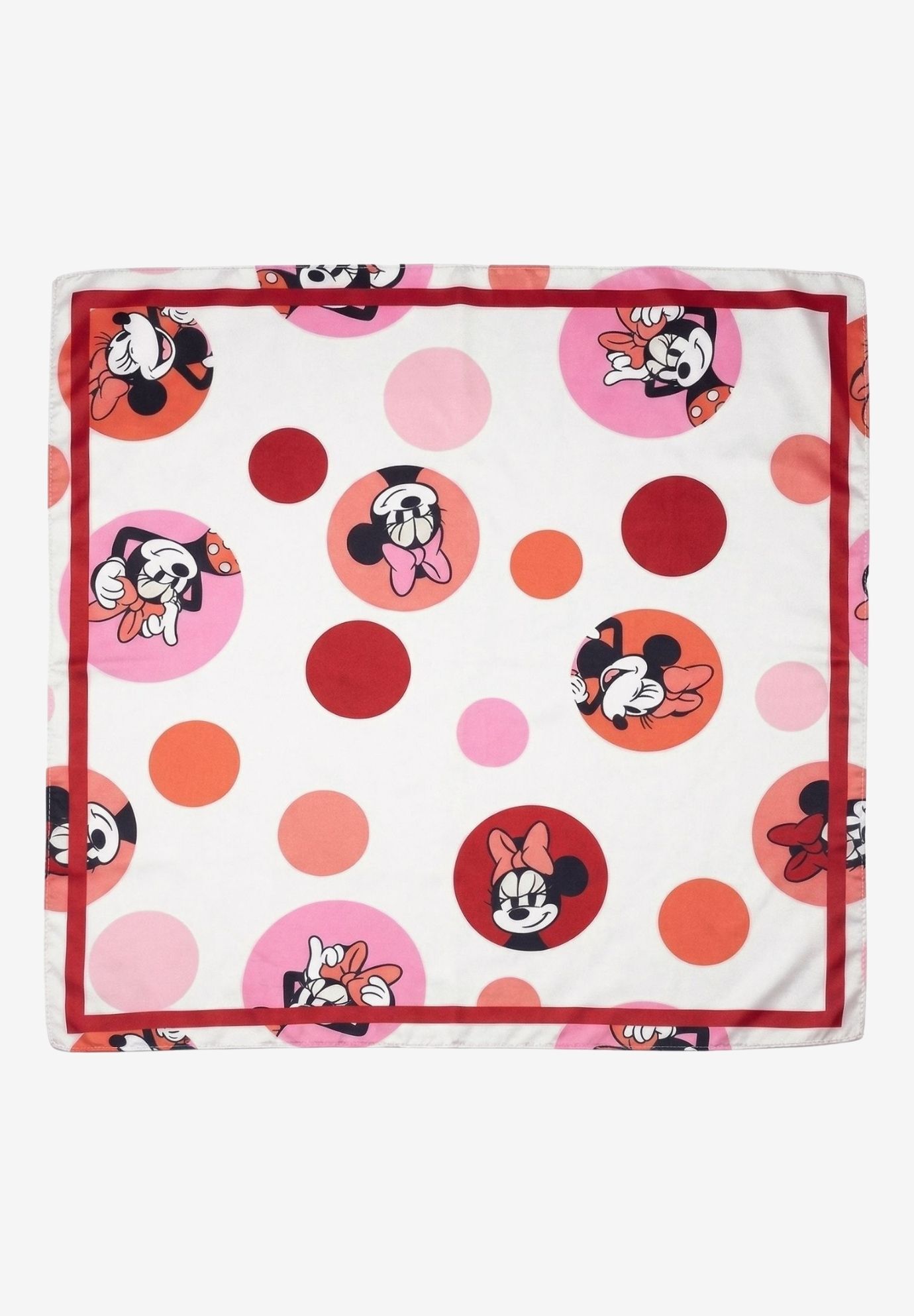 Disney Minnie Mouse Silky Scarf 27" x 27" Large Red Bow Icon Square Head Wrap