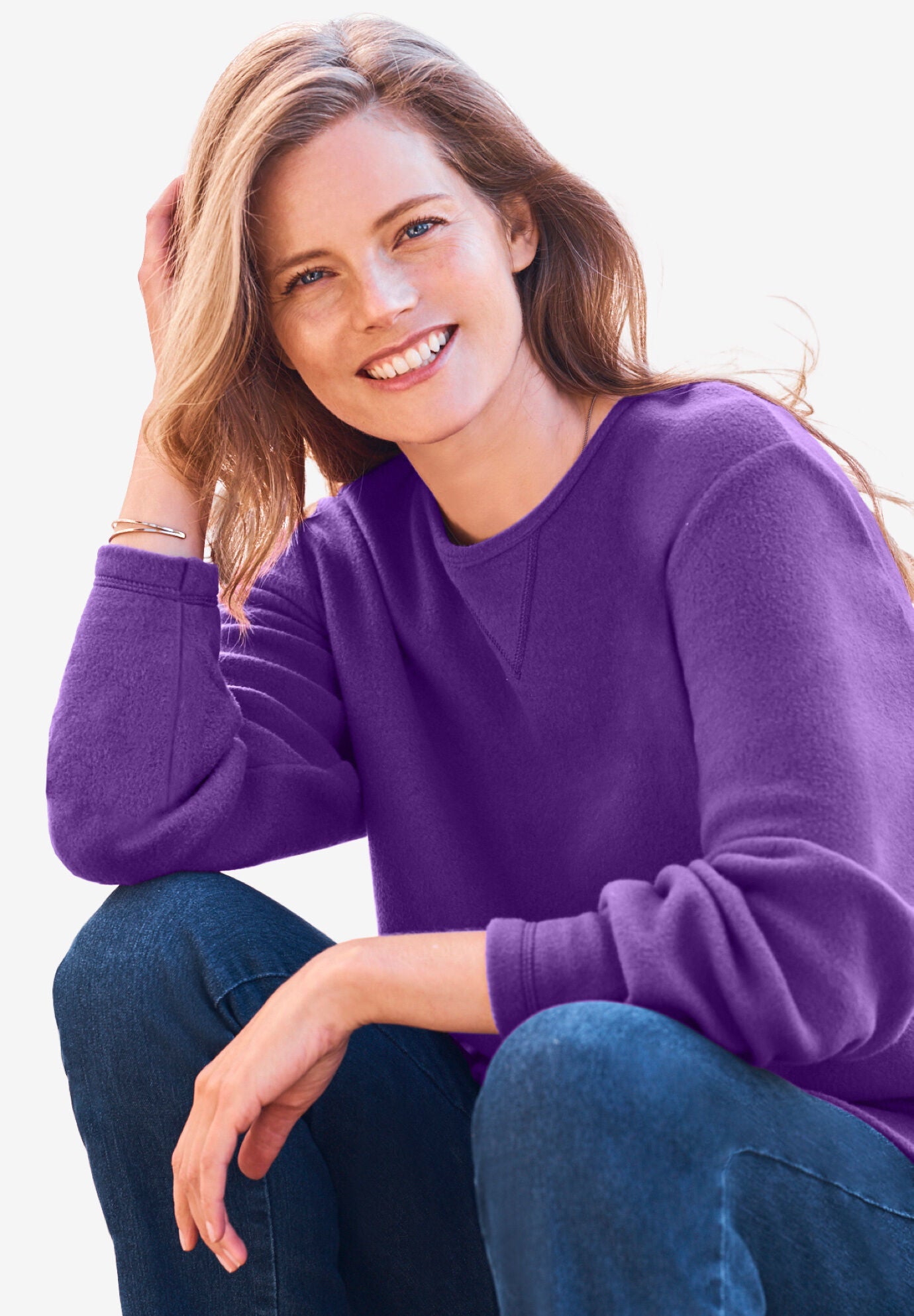 Woman within sherpa sweatshirt best sale