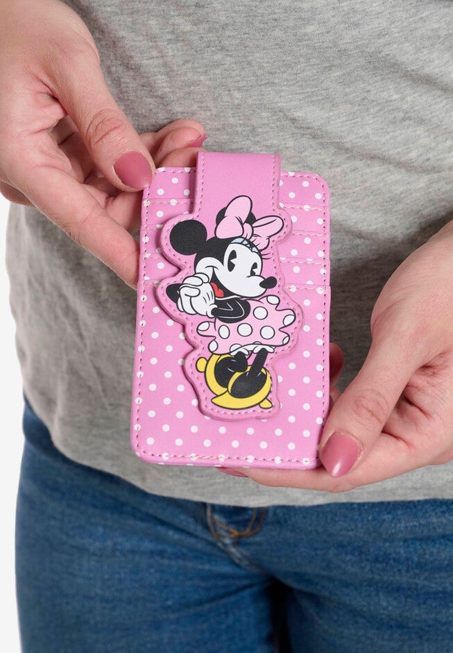 Disney Minnie Mouse Card Holder Wallet Polka Dot Button Snap Closure, , on-hover image number 1