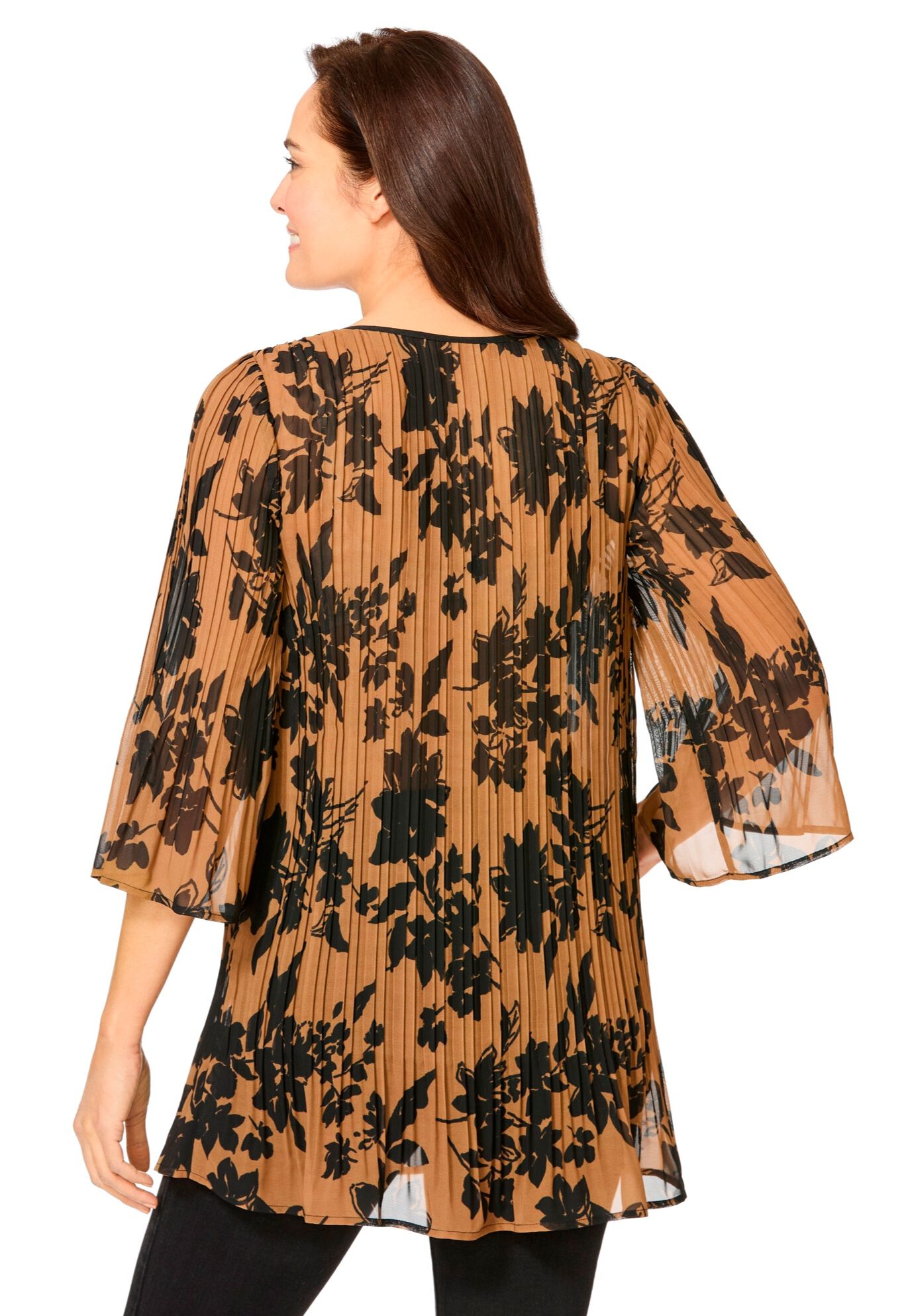 Embellished Pleated Blouse, TOFFEE SHADOW, on-hover image number 1