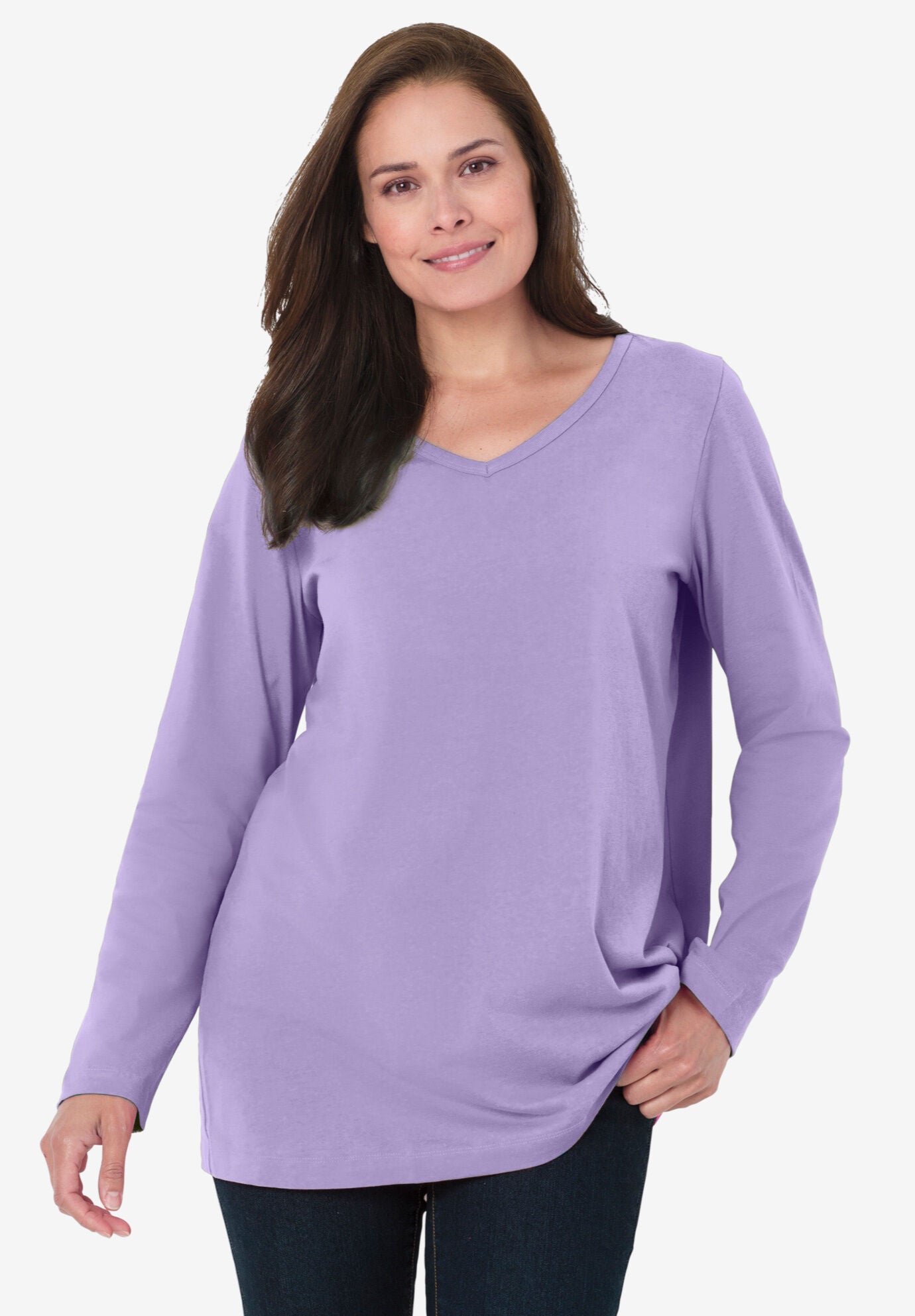 Perfect Long-Sleeve Tee for Women, White | Woman Within
