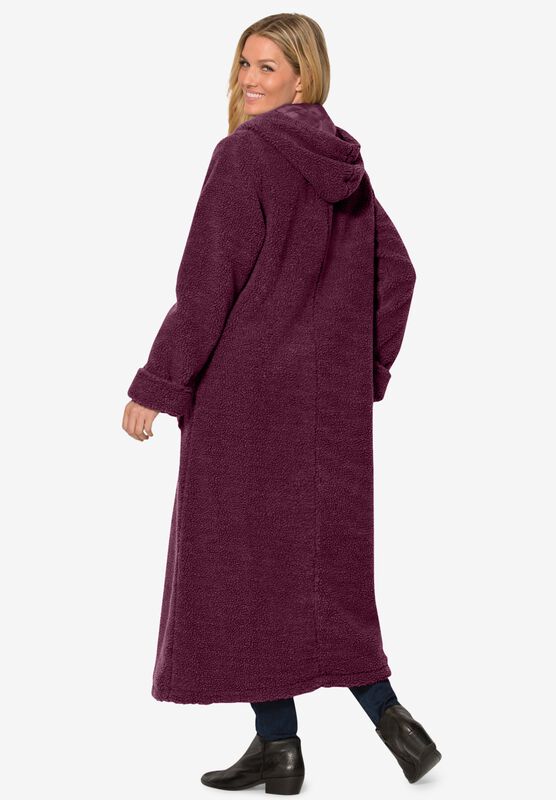 Woman Within Womens Plus Size Long Hooded Berber Fleece Coat