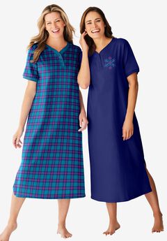 2-Pack Long Henley Sleepshirt