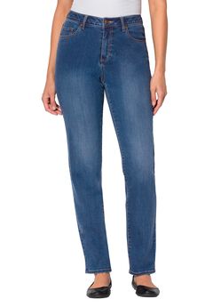 Plus Size Pull On Straight Leg Jeans