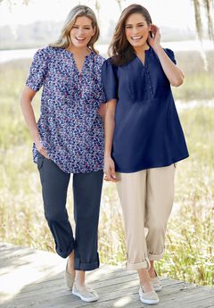 Plus Size Navy Blue Linen Pants
